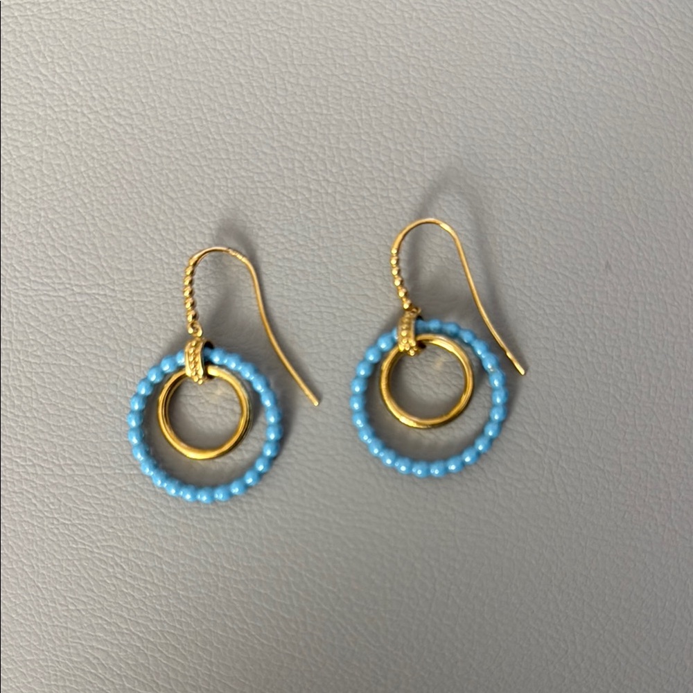 Lagos MERIDIAN 18K Gold and Blue Ceramic Circle Drop Earrings